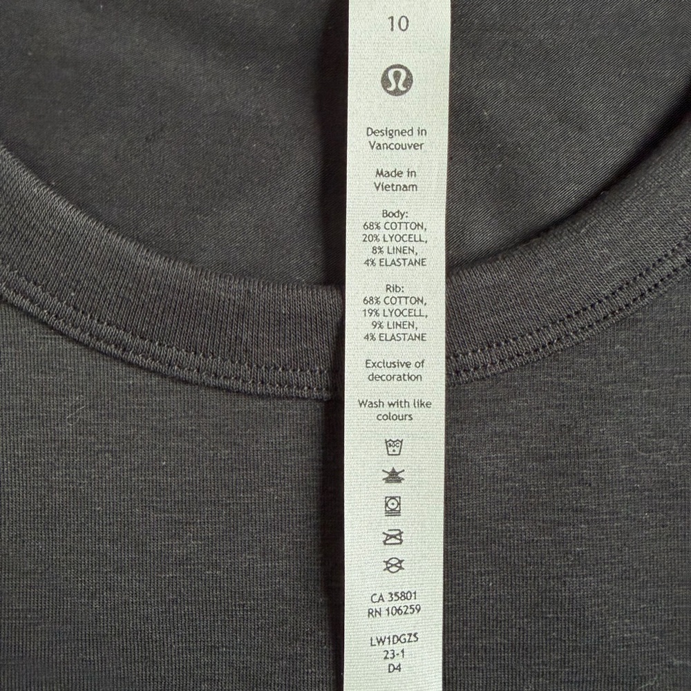 NWT Lululemon classic fit cotton blend tank - Black - 10 - Picture 6 of 8